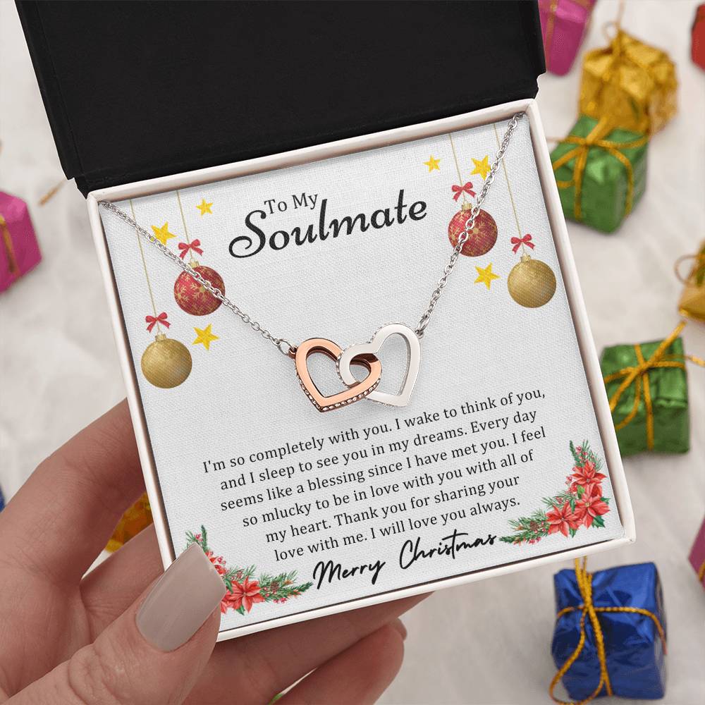 To Soulmate, Christmas Gifts, I'm So Completely With You, Interlocking Hearts Necklace