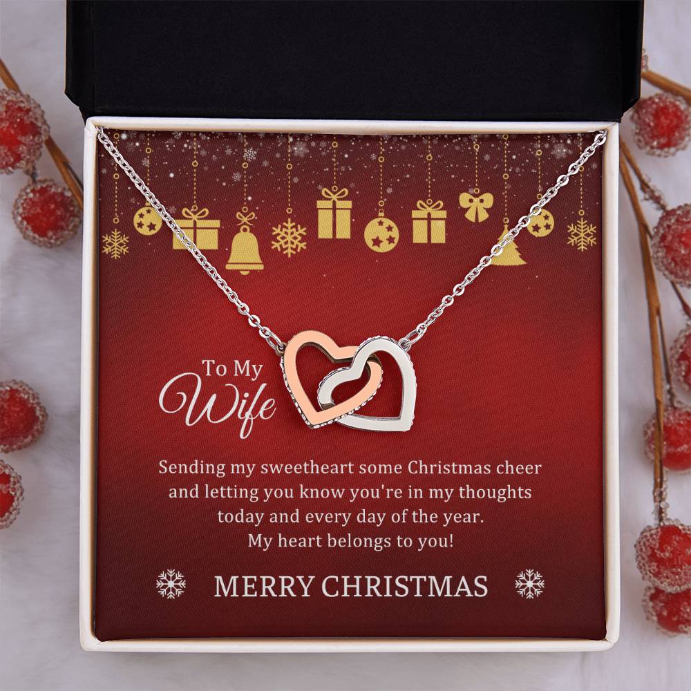 CHRISTMAS 001- TO WIFE FROM HUSBAND - INTERLOCKING HEARTS NECKLACE