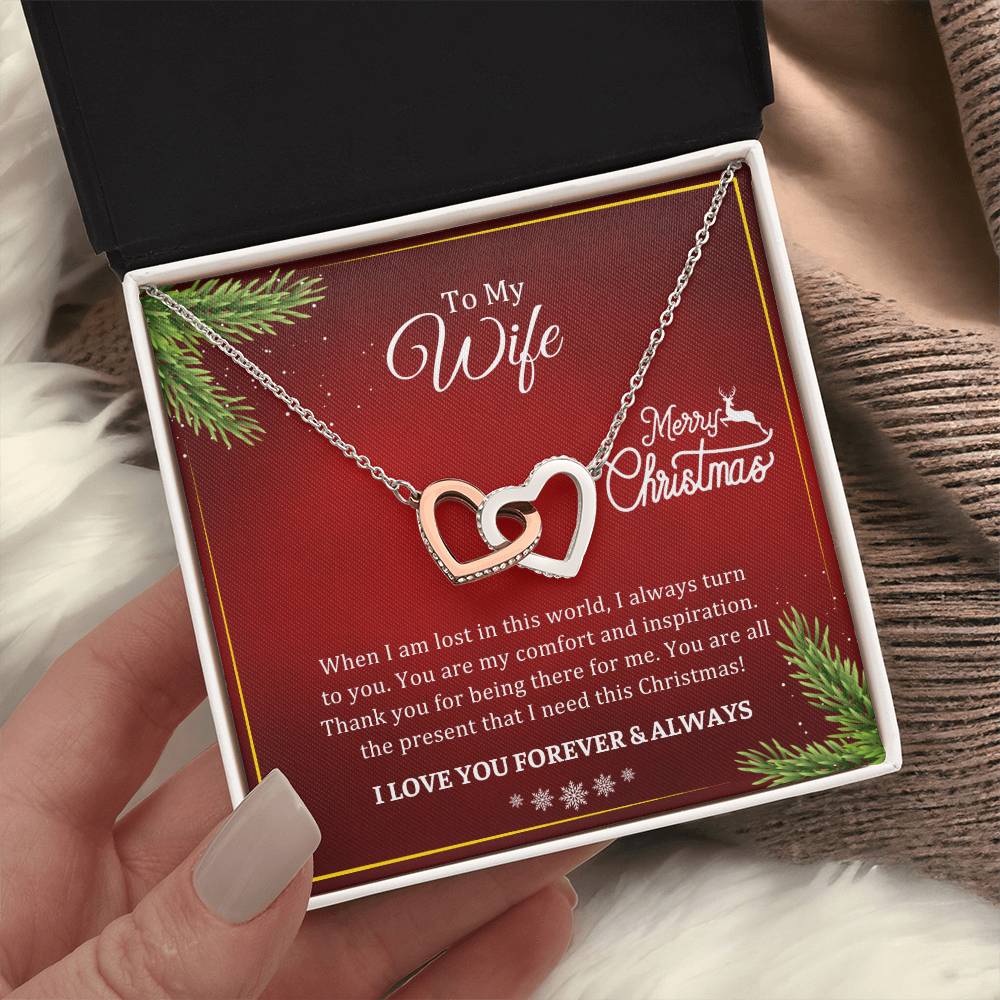 CHRISTMAS 002 - TO WIFE FROM HUSBAND - INTERLOCKING HEARTS NECKLACE