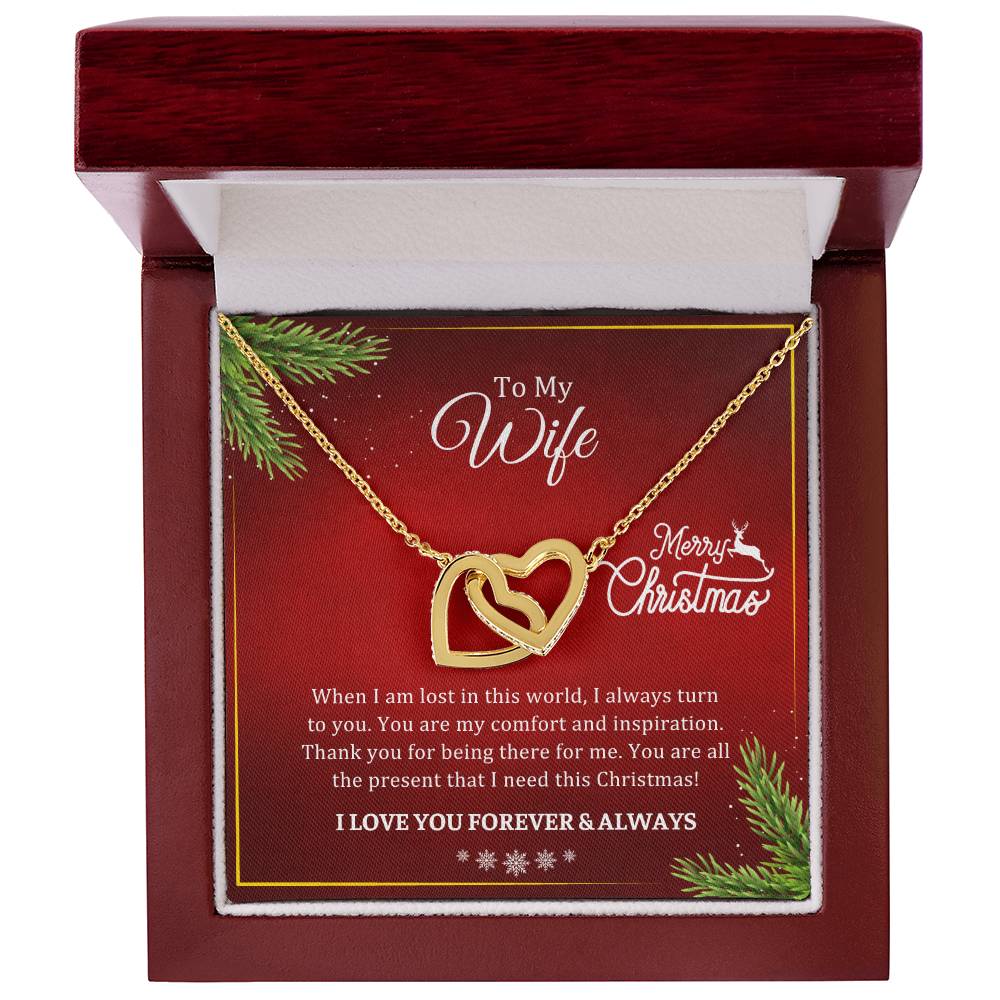 CHRISTMAS 002 - TO WIFE FROM HUSBAND - INTERLOCKING HEARTS NECKLACE