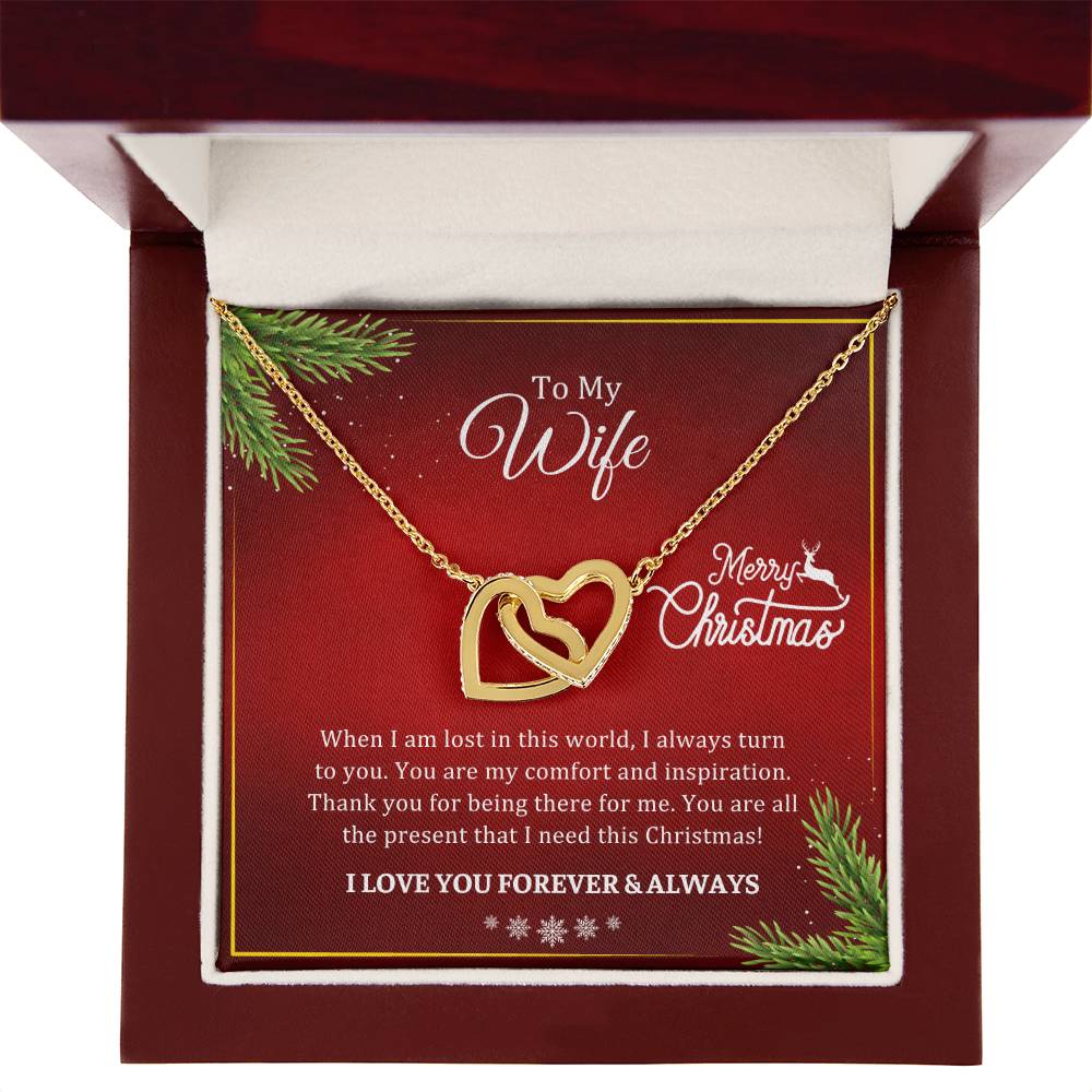 CHRISTMAS 002 - TO WIFE FROM HUSBAND - INTERLOCKING HEARTS NECKLACE