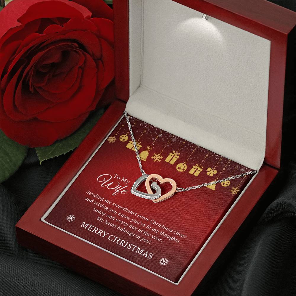 CHRISTMAS 001- TO WIFE FROM HUSBAND - INTERLOCKING HEARTS NECKLACE