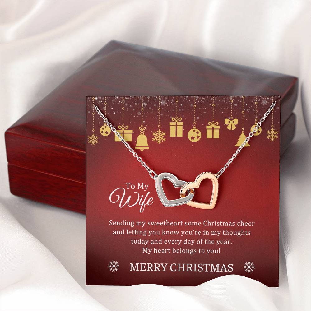 CHRISTMAS 001- TO WIFE FROM HUSBAND - INTERLOCKING HEARTS NECKLACE