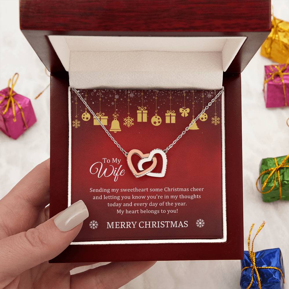 CHRISTMAS 001- TO WIFE FROM HUSBAND - INTERLOCKING HEARTS NECKLACE