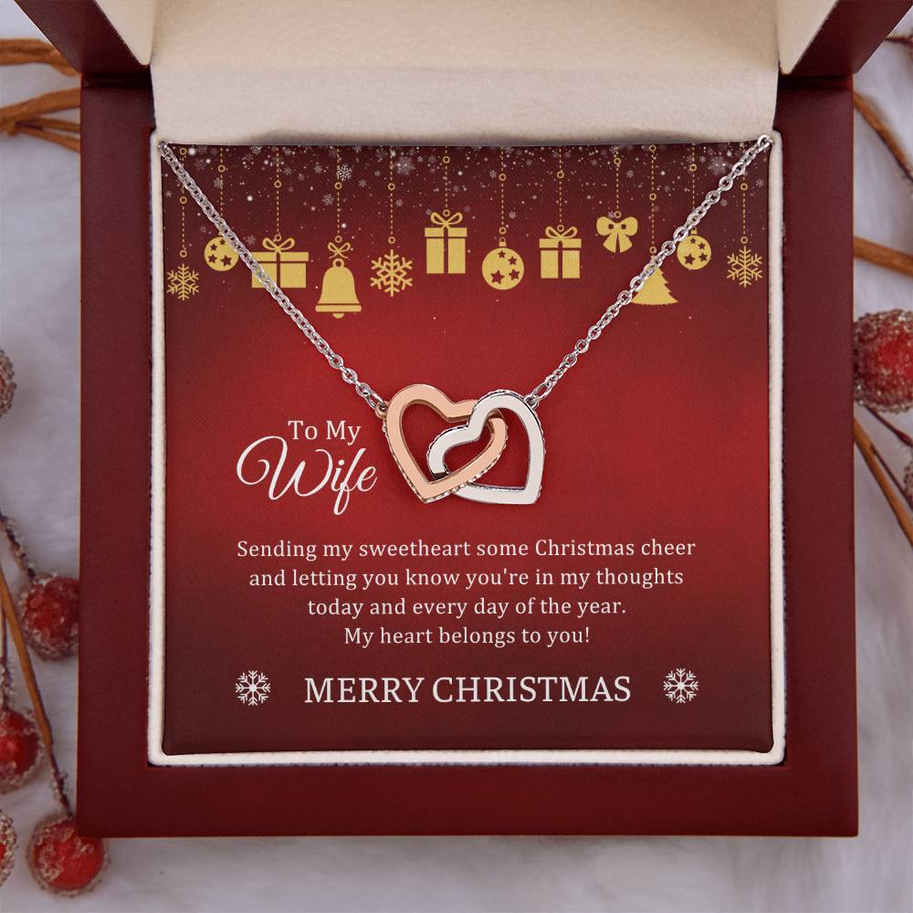 CHRISTMAS 001- TO WIFE FROM HUSBAND - INTERLOCKING HEARTS NECKLACE