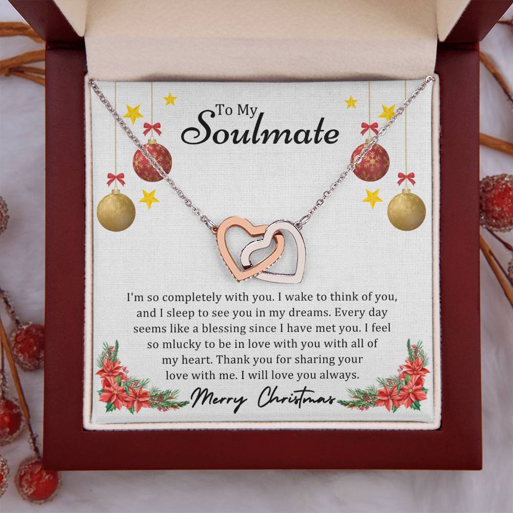 To Soulmate, Christmas Gifts, I'm So Completely With You, Interlocking Hearts Necklace