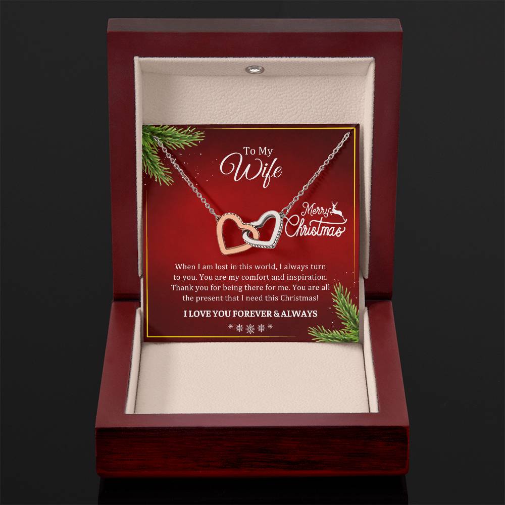 CHRISTMAS 002 - TO WIFE FROM HUSBAND - INTERLOCKING HEARTS NECKLACE