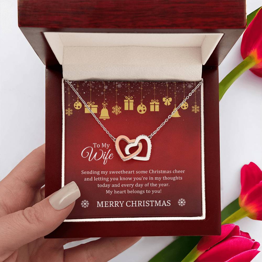 CHRISTMAS 001- TO WIFE FROM HUSBAND - INTERLOCKING HEARTS NECKLACE