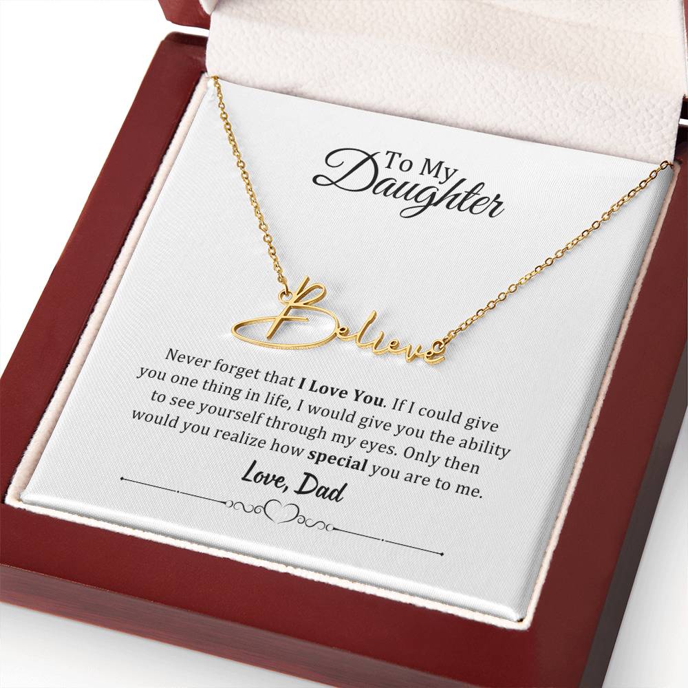 001 - TO DAUGHTER FROM DAD - SIGNATURE NAME NECKLACE