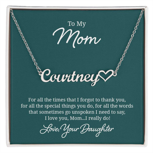 018 - TO MOM FROM DAUGHTER - NAME NECKLACE AND HEART CHARACTER