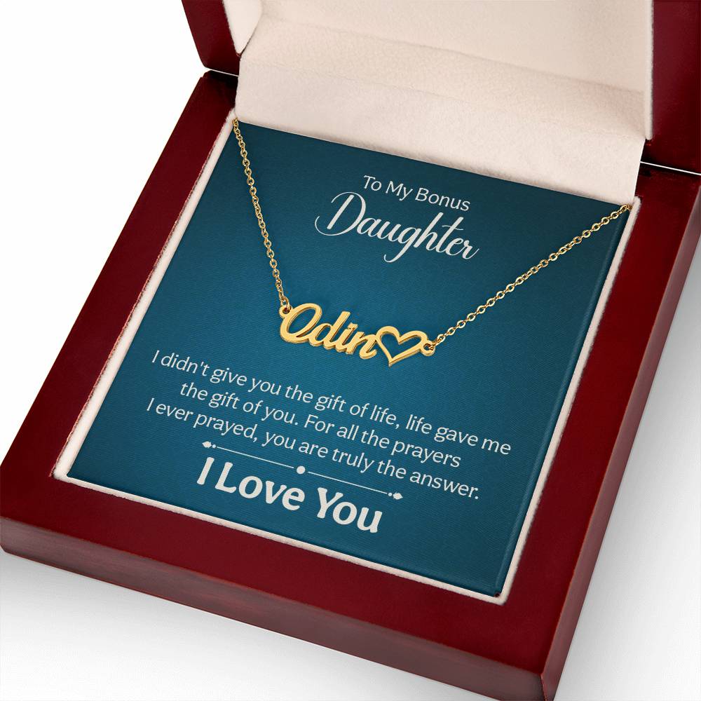 016 - TO BONUS DAUGHTER - NAME NECKLACE AND HEART CHARACTER