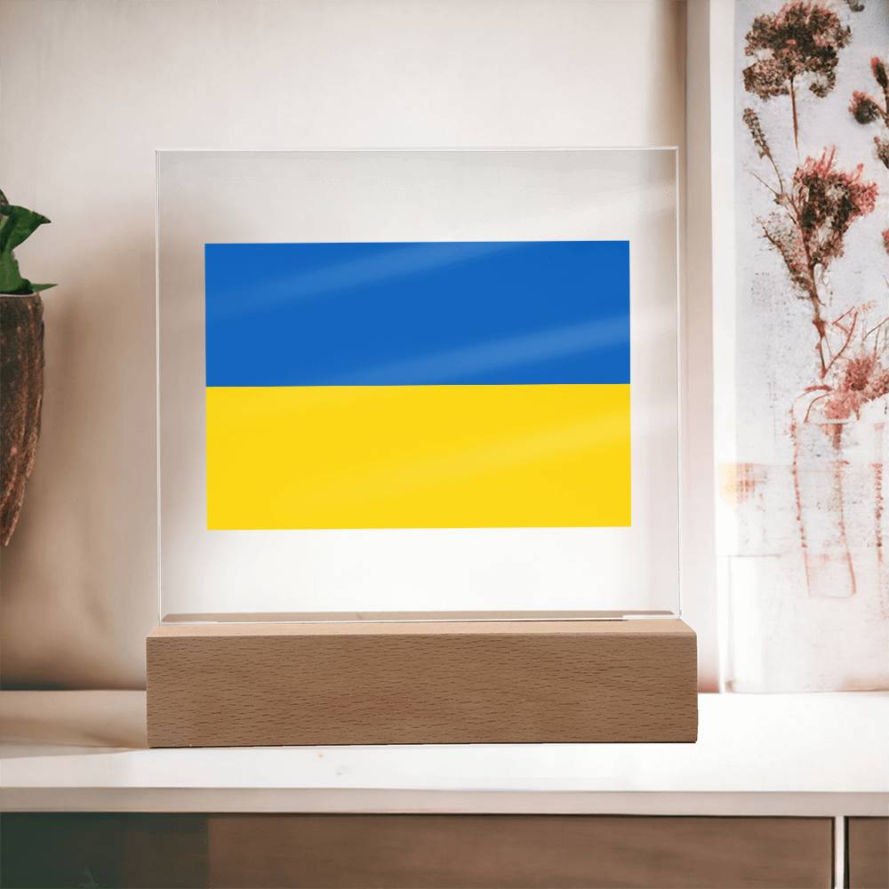 FLAG OF UKRAINE - SQUARE ACRYLIC PLAQUE