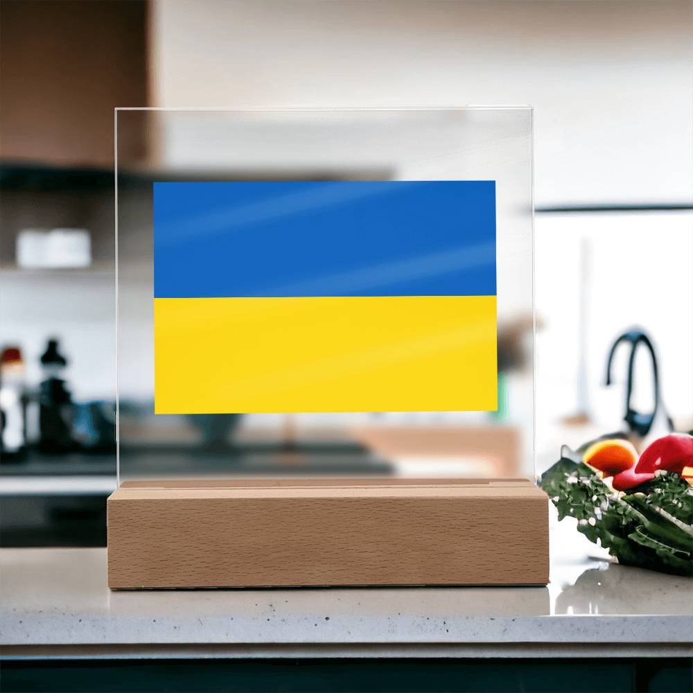 FLAG OF UKRAINE - SQUARE ACRYLIC PLAQUE