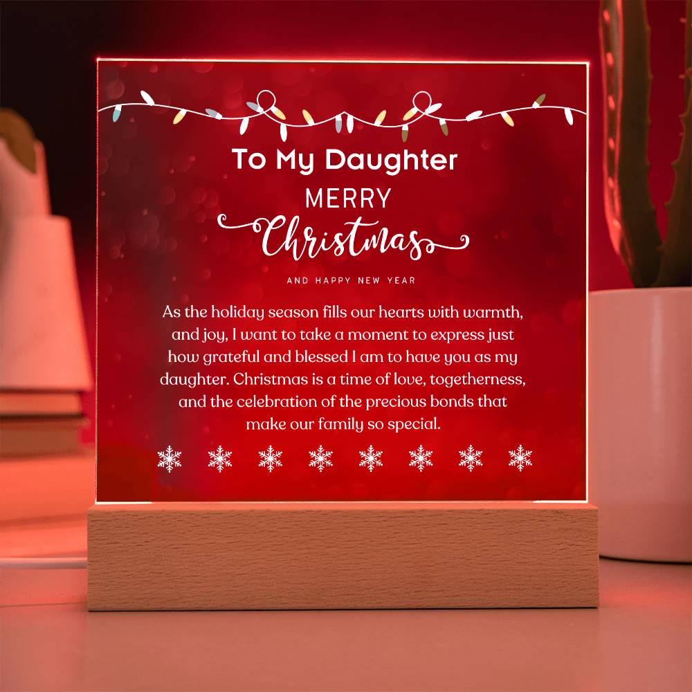 Christmas Gifts, To Daughter, Acrylic Square Plaque, As The Holiday Season Fills Our Hearts With Warmth And Joy