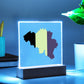 MAP WITH FLAG OF BELGIUM - SQUARE ACRYLIC PLAQUE