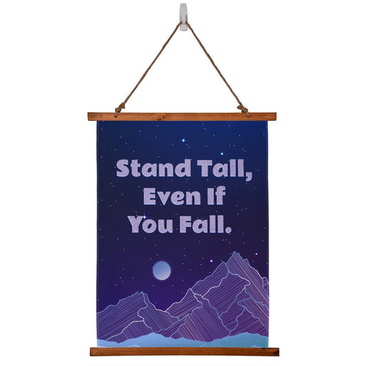 Wood Framed Wall Tapestry Portrait, Stand Tall, Even If You Fall