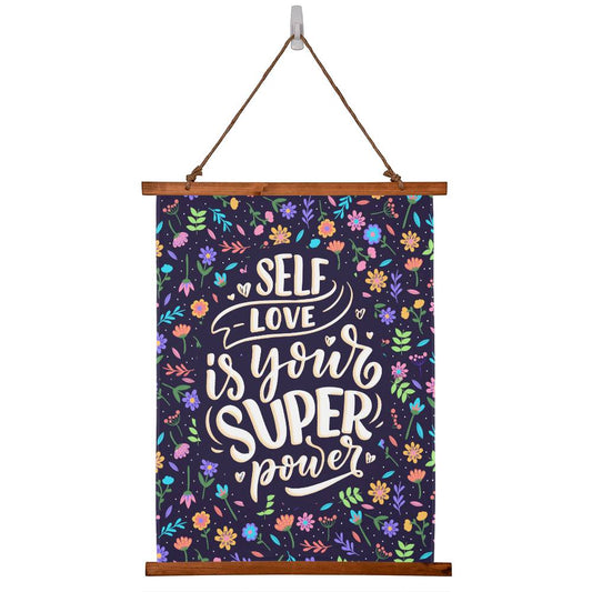 Wood Framed Wall Tapestry Portrait, Self Love Is Your Super Power