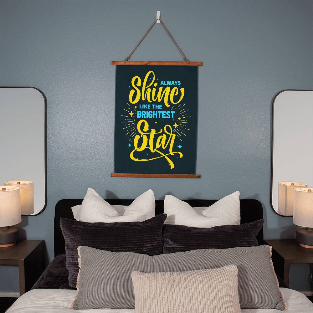 Wood Framed Wall Tapestry Portrait, Always Shine Like The Brightest Star