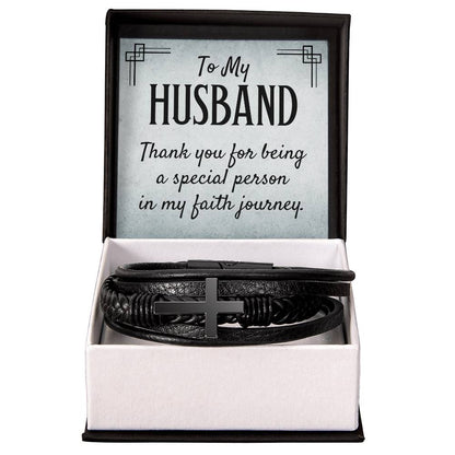 011 - TO HUSBAND - MEN'S CROSS BRACELET