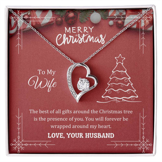 The best of all gifts around the Christmas tree is the presence of you, Forever Love Necklace