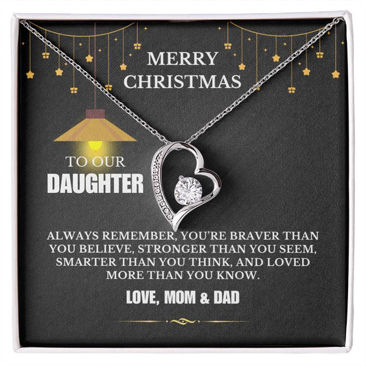 Christmas Gifts, To Daughter, Forever Love Necklace, You Are Braver Than You Believe, Stronger Than You Seem