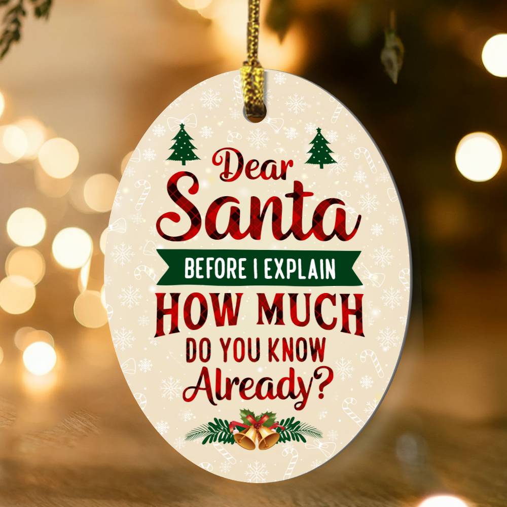 Christmas Gifts, Oval Ornament, Dear Santa Before I Explain How Much Do You Know Already