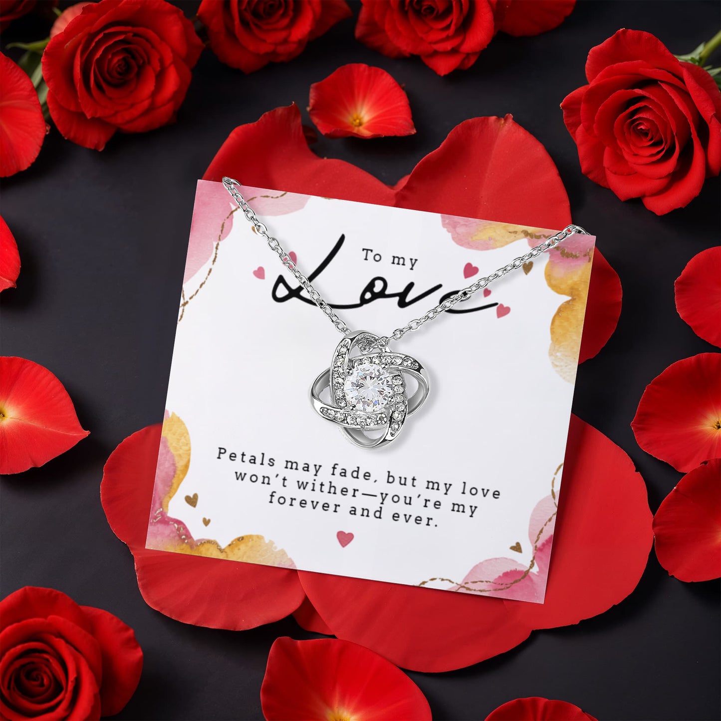 Love Knot, Rotating Rose Gift Box, To My Love, Petals May Fade But My Love Won't Wither