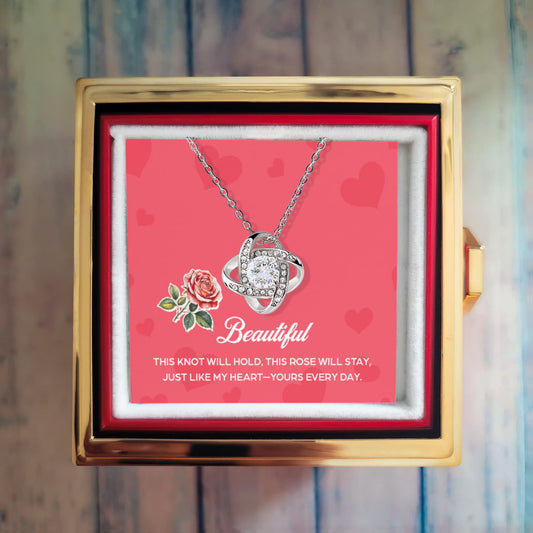 Love Knot, Rotating Rose Gift Box, To Wife, This Knot Will Hold, This Rose Will Stay