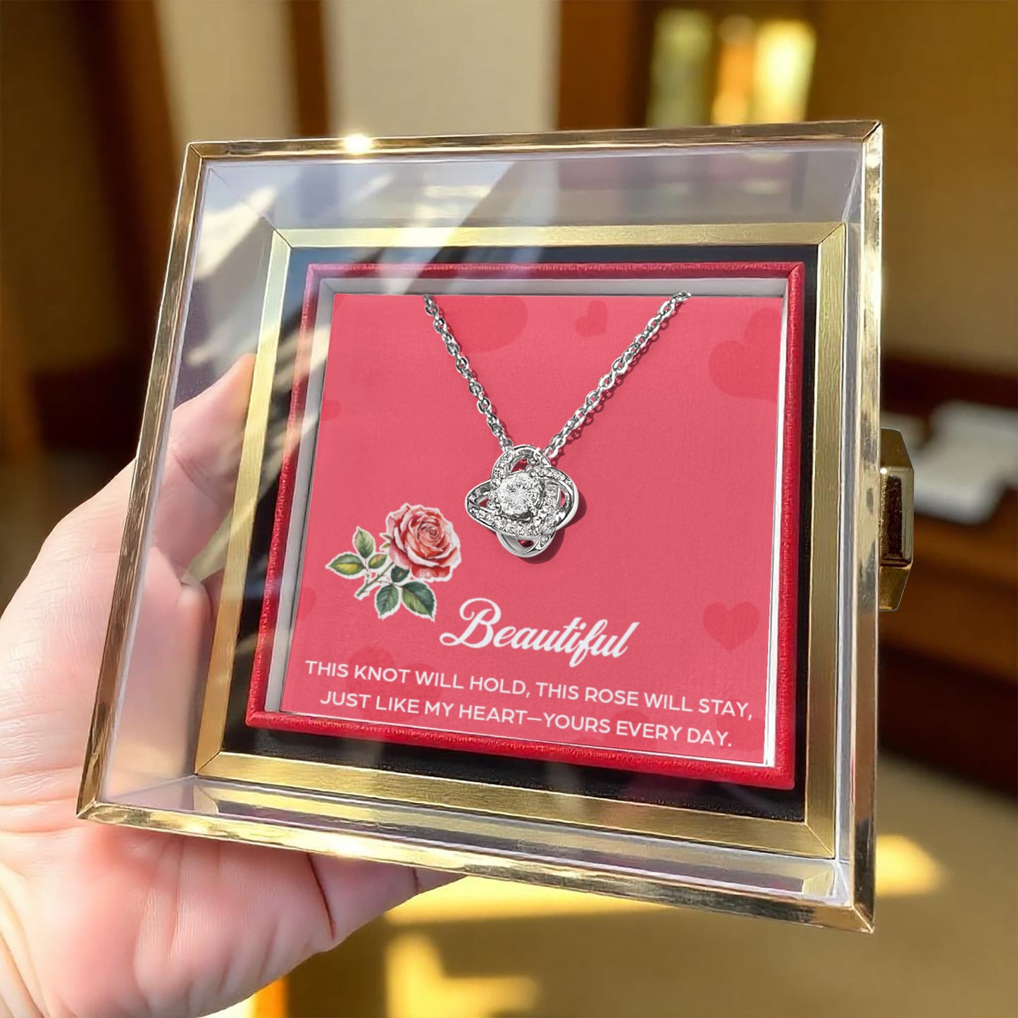 Love Knot, Rotating Rose Gift Box, To Wife, This Knot Will Hold, This Rose Will Stay