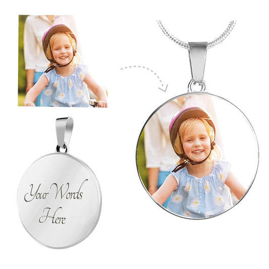 Personalized Circle Photo Necklace - Simple yet timeless